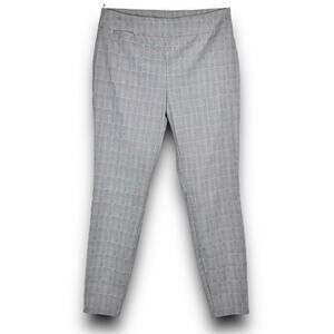 Calvin Klein Womens Pull On Dress Pants Tapered Leg Gray Pink Plaid Print Medium
